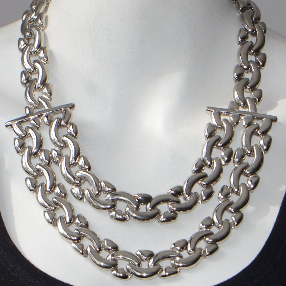 Kenneth Jay Lane Kjl Polished Silver Link Necklace - image 2
